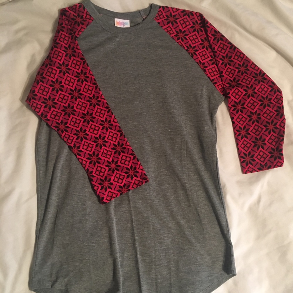 Lularoe grey and red baseball tee